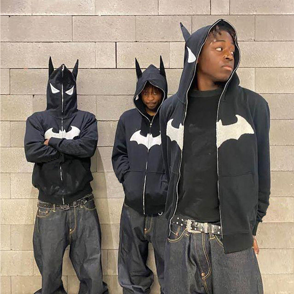 🔥Dark Goth Bat Embroidery Hoodie