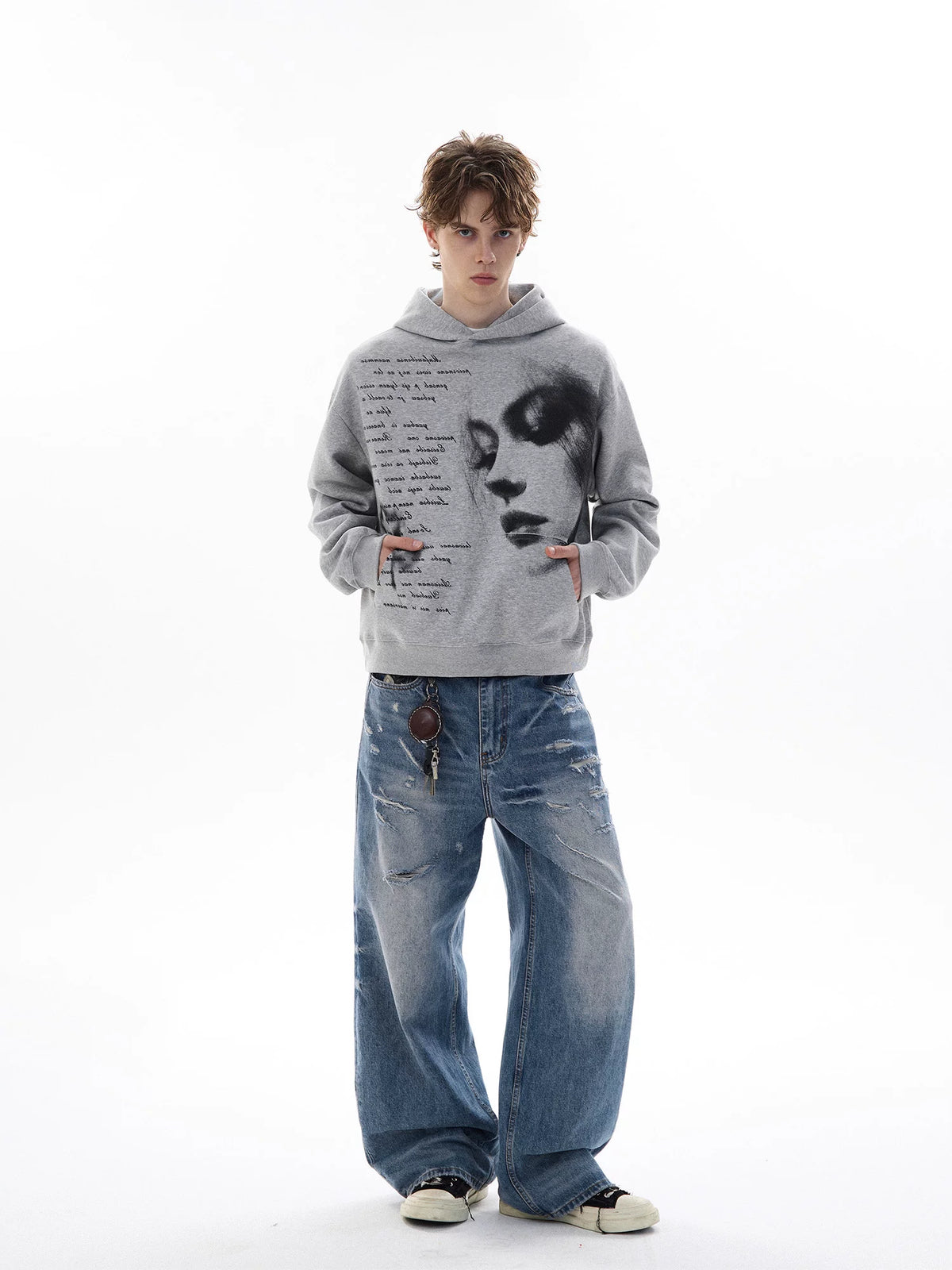 AokLok sketch portrait hoodie, front view