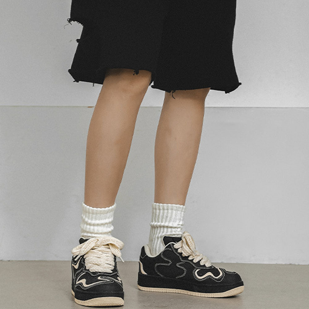 Urban High Street Coffee Stripe Couple Casual Sneakers