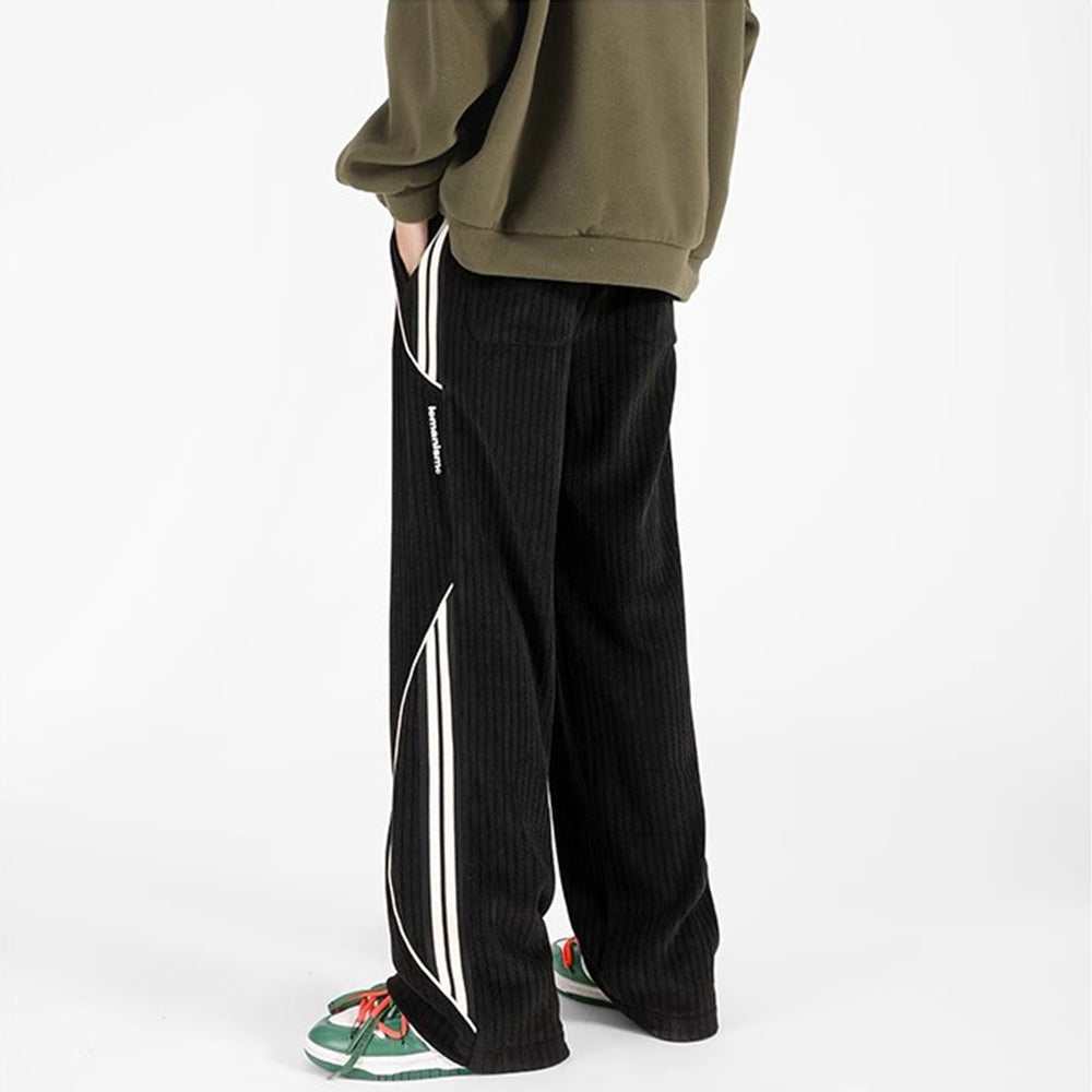 Corduroy Pit Strip Solid Color Loose Straight Sweatpants