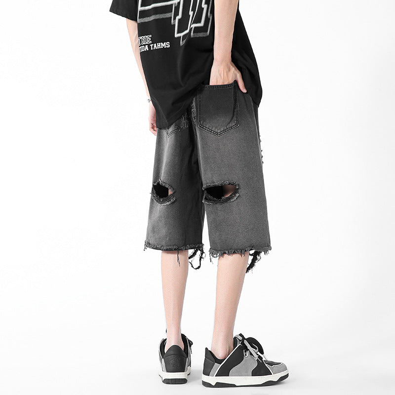 American Retro Ripped Denim Shorts