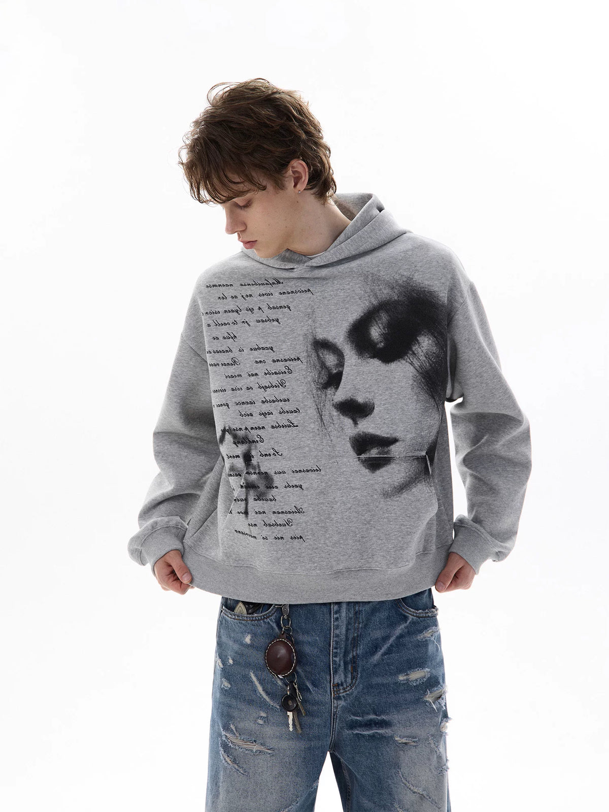 AokLok sketch portrait hoodie, alternate view