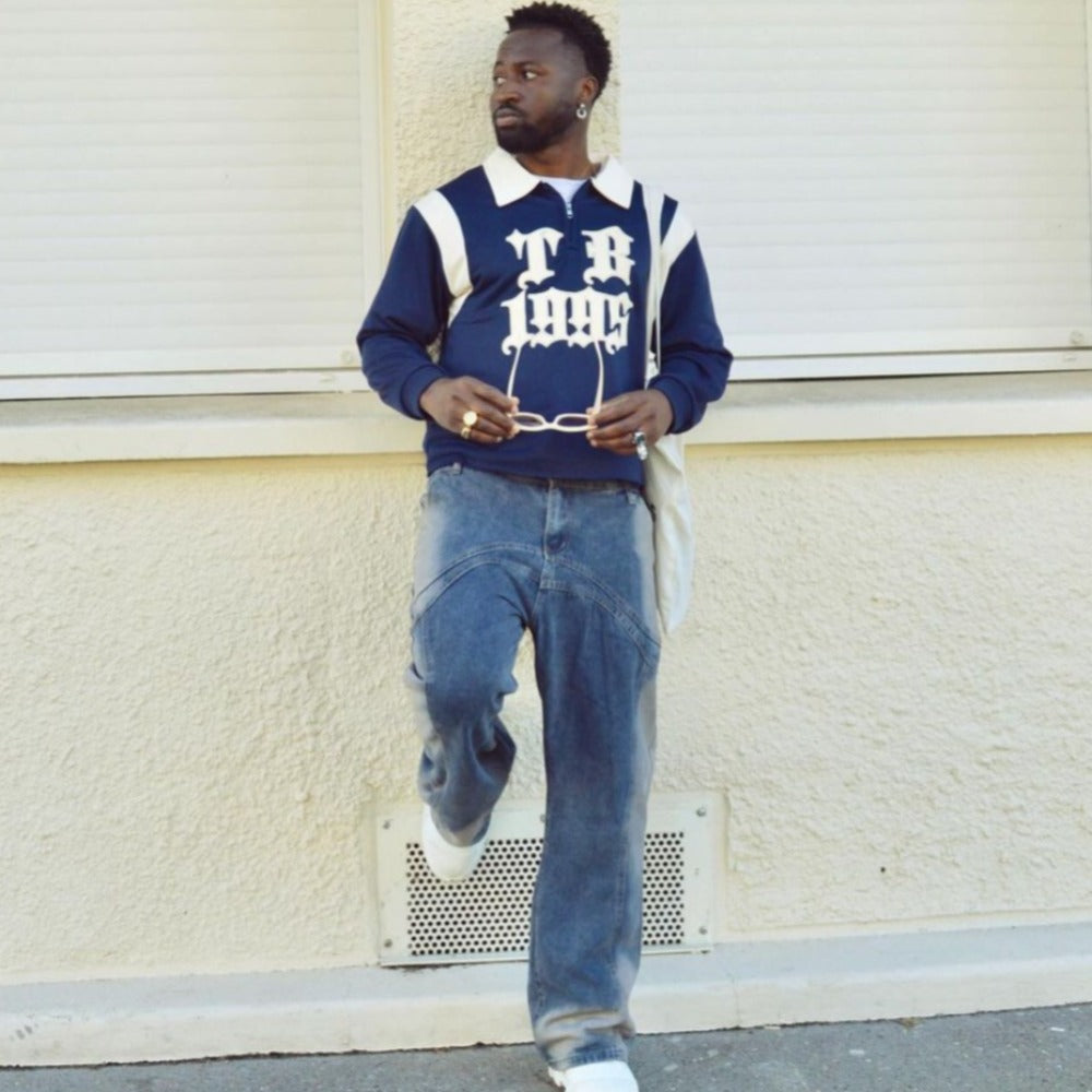 Japanese Three-Dimensional Printed Polo Sweatshirt