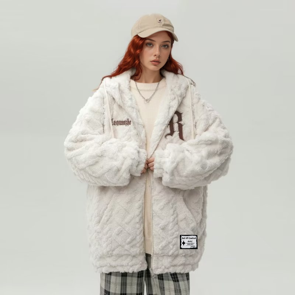 OOC' Vintage Embroidered Sherpa Hooded Coat