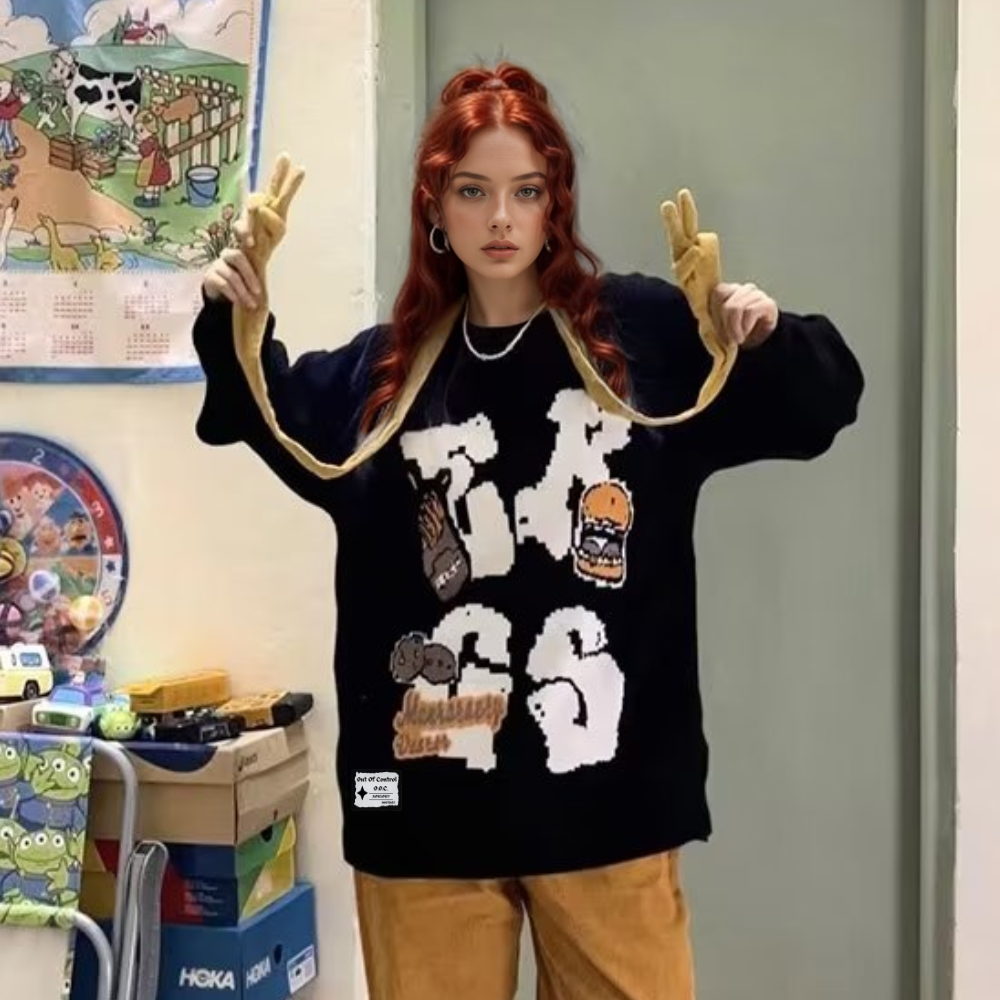 OOC' Vintage Hamburger Lettering Sweater