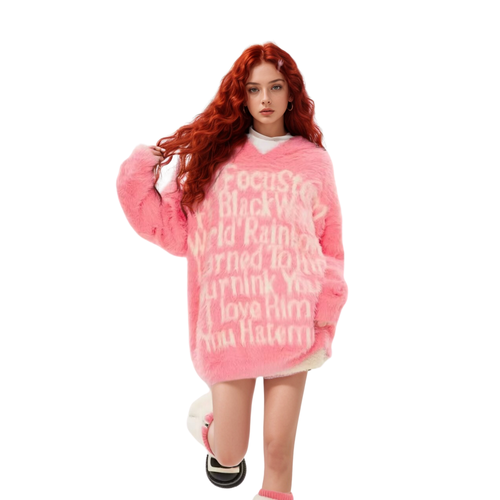 OOC' Vintage Jacquard Knit Hooded Sweater