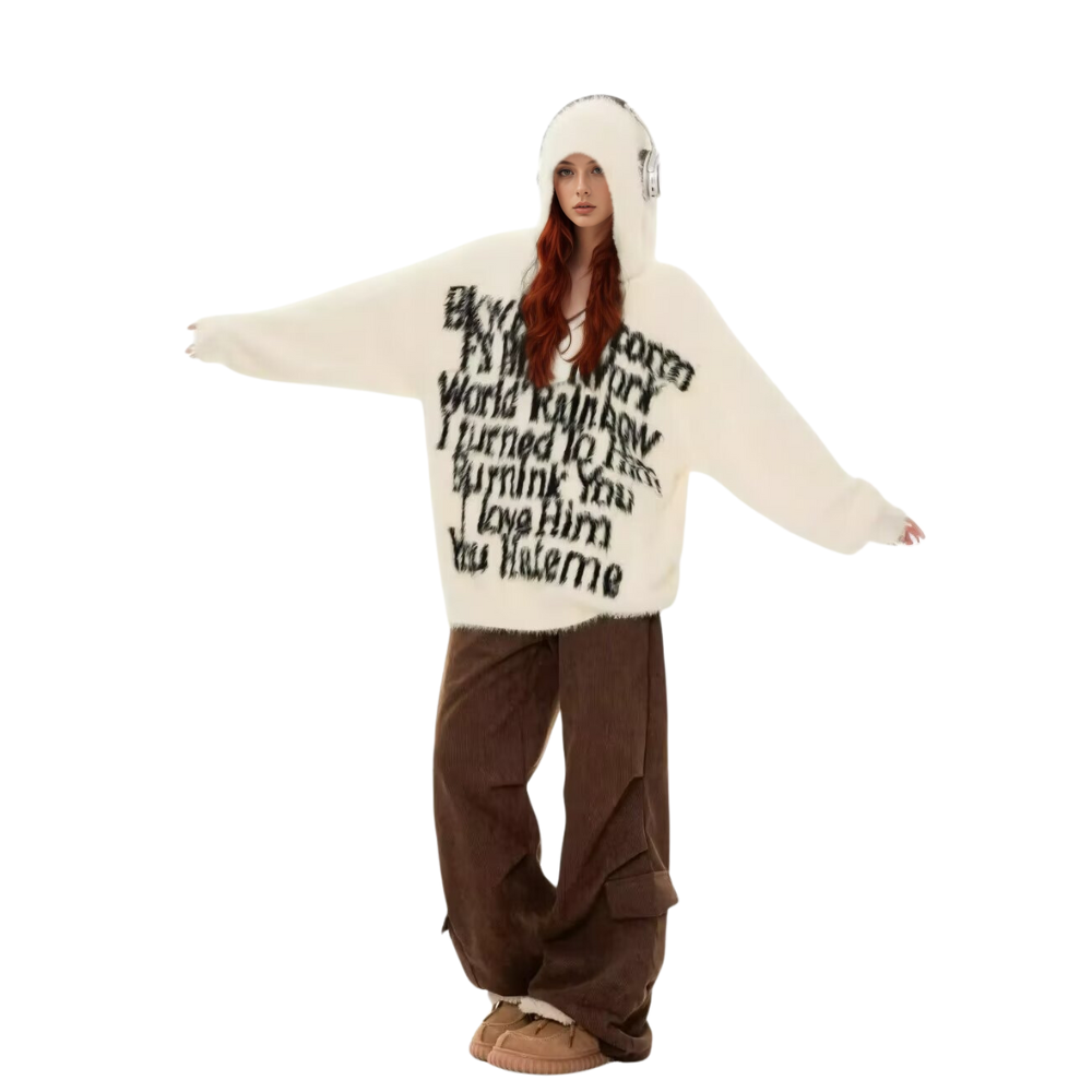 OOC' Vintage Jacquard Knit Hooded Sweater