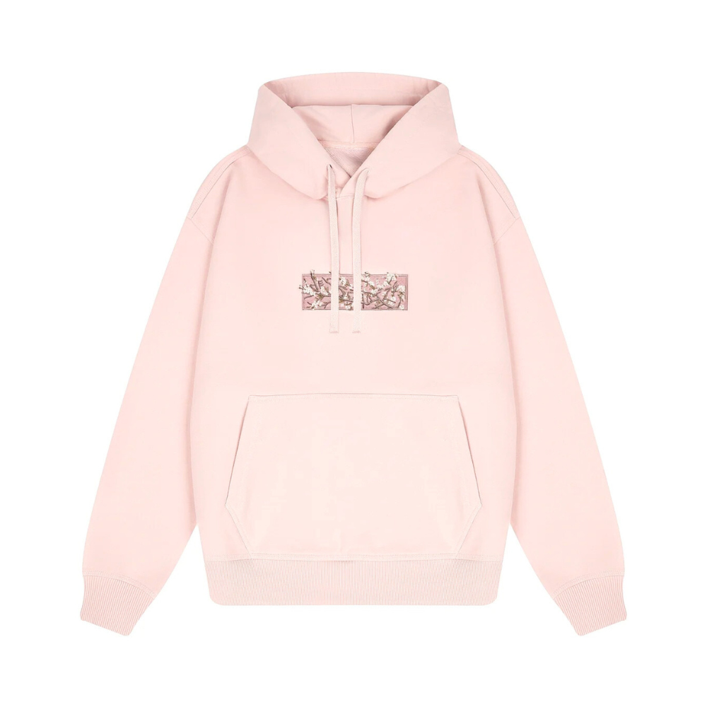 Evokyn Embroidered Cherry Blossom Patch Pink Hoodie