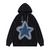 Retro Star Patchwork Denim Hoodie