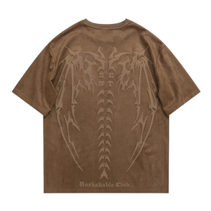 Vintage Skull Wing Suede T-Shirt