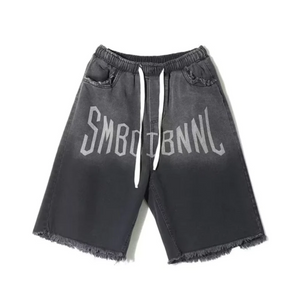 Vintage Gradient Letter Denim Shorts