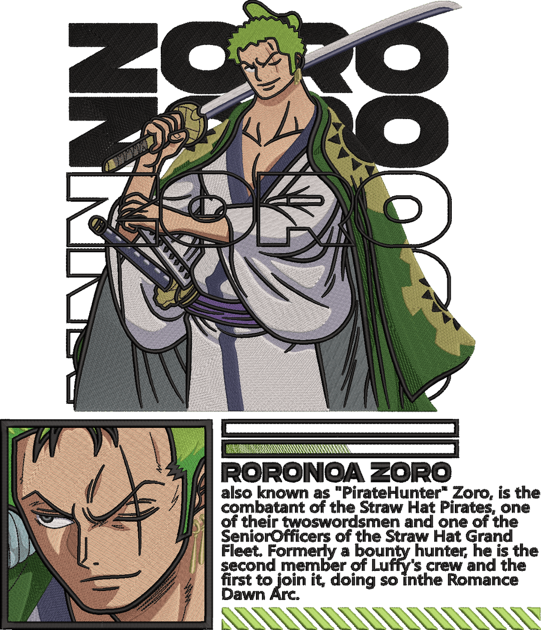 Evokyn Embroidered Roronoa Zoro Hoodie