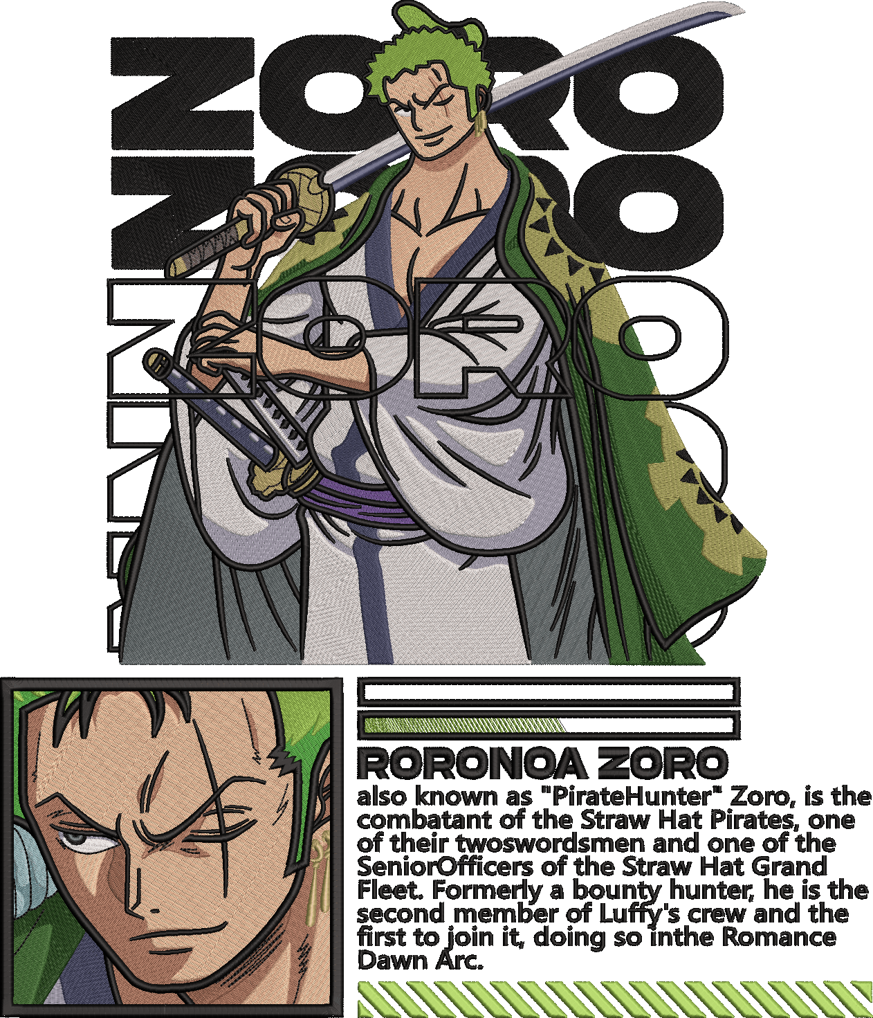Evokyn Embroidered Roronoa Zoro Hoodie