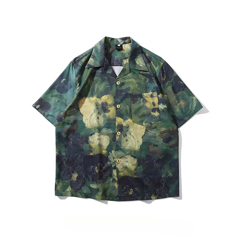 Holiday style retro short sleeved floral shirt