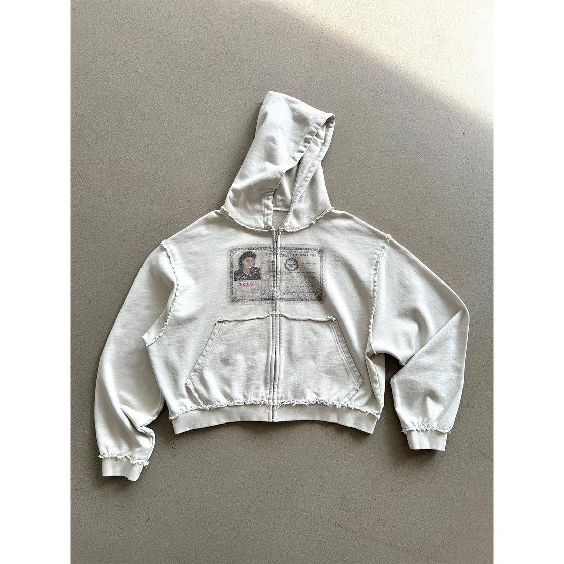 Ivory AokLok passport print zip hoodie
