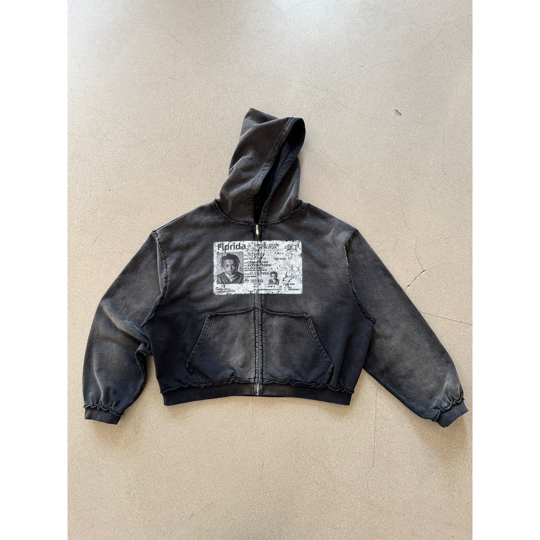 Ivory AokLok passport print zip hoodie