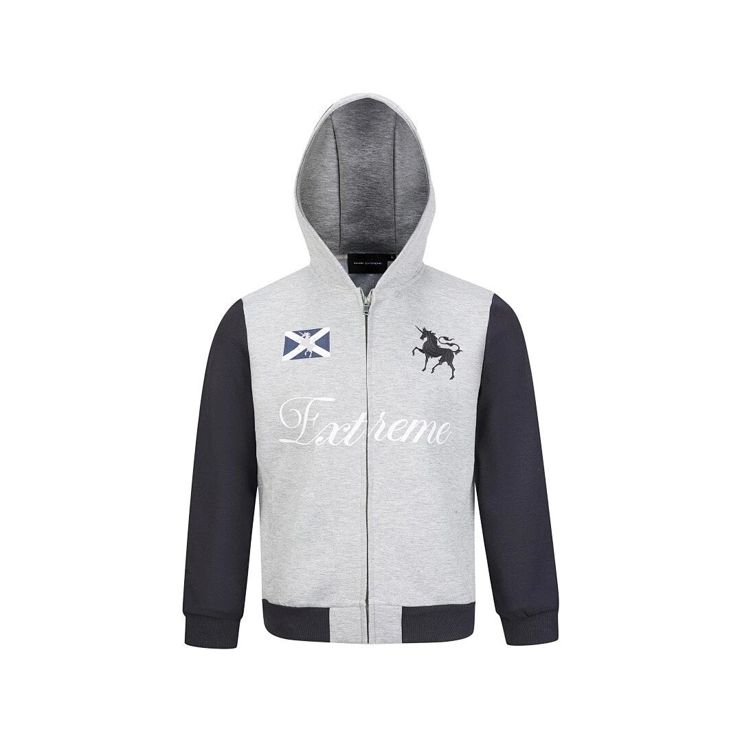 Heather grey AokLok unicorn script zip hoodie
