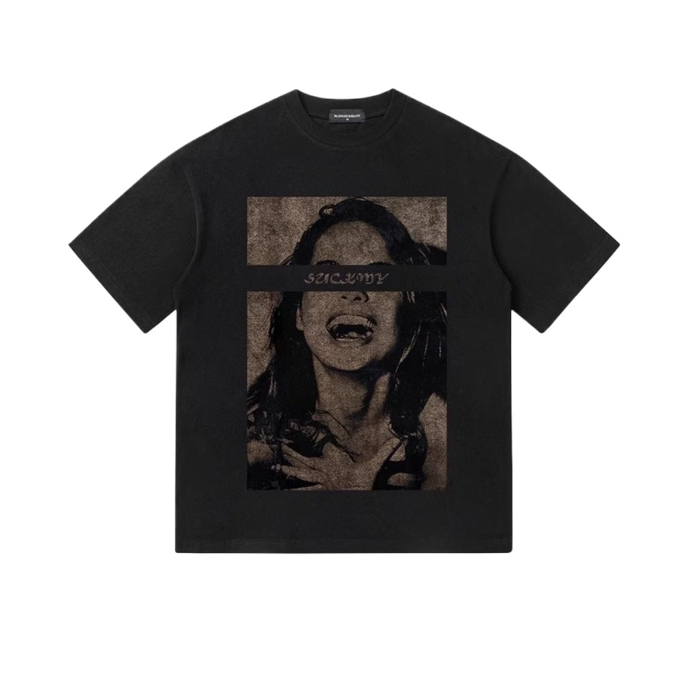 Street Philanthropist Print Oversize Short Sleeve T-Shirt Summer Loose Trend Versatile