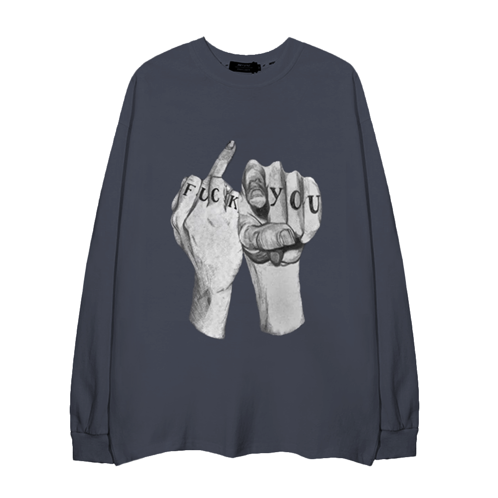 High Street Finger Letters Long Sleeve Shirt