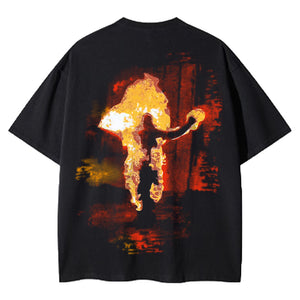 High Street Flaming Man Print T-shirt