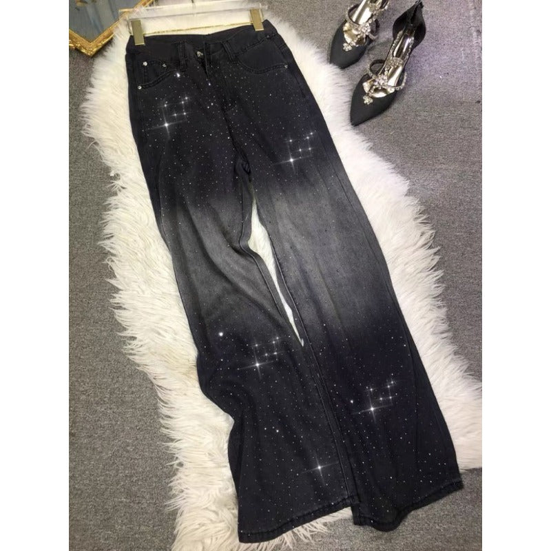 LoopStone Gradient Tie Dye Wash Wide-Leg Shining Stars Jeans