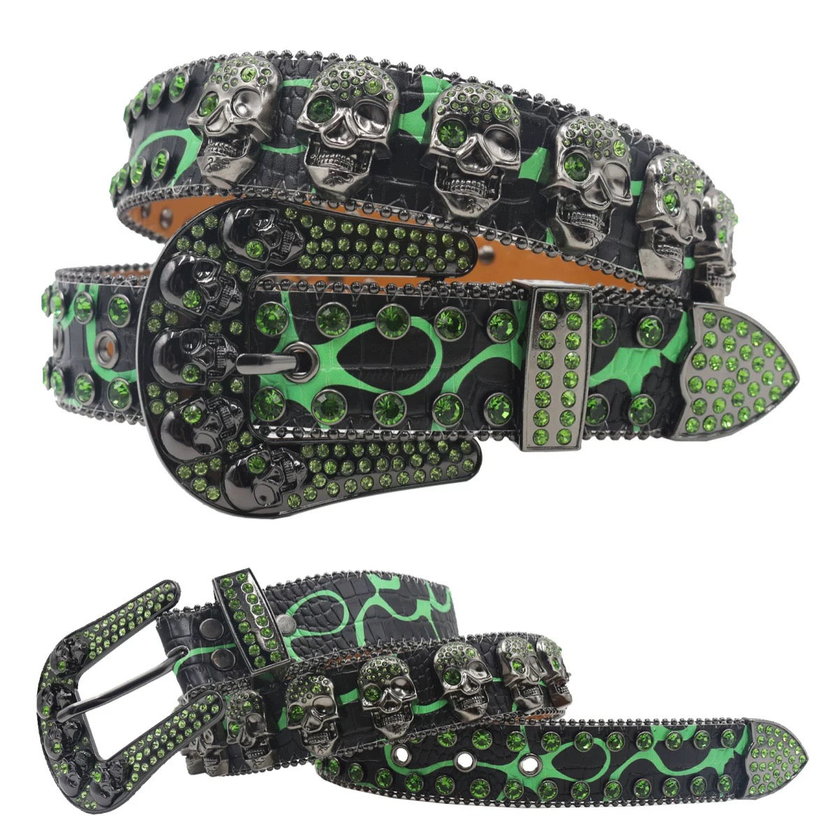 LoopStone Luxury® Ride or Die – Statement Rhinestone Skull Belt