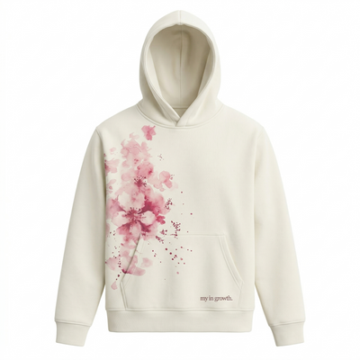 AOKLOK® Bloom Graphic Hoodie – Soft White Edition