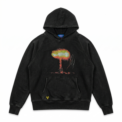 AOKLOK® Fallout Graphic Hoodie – Black Distressed Edition