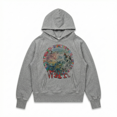 AOKLOK® Vintage Graphic Hoodie – Washed Grey Edition