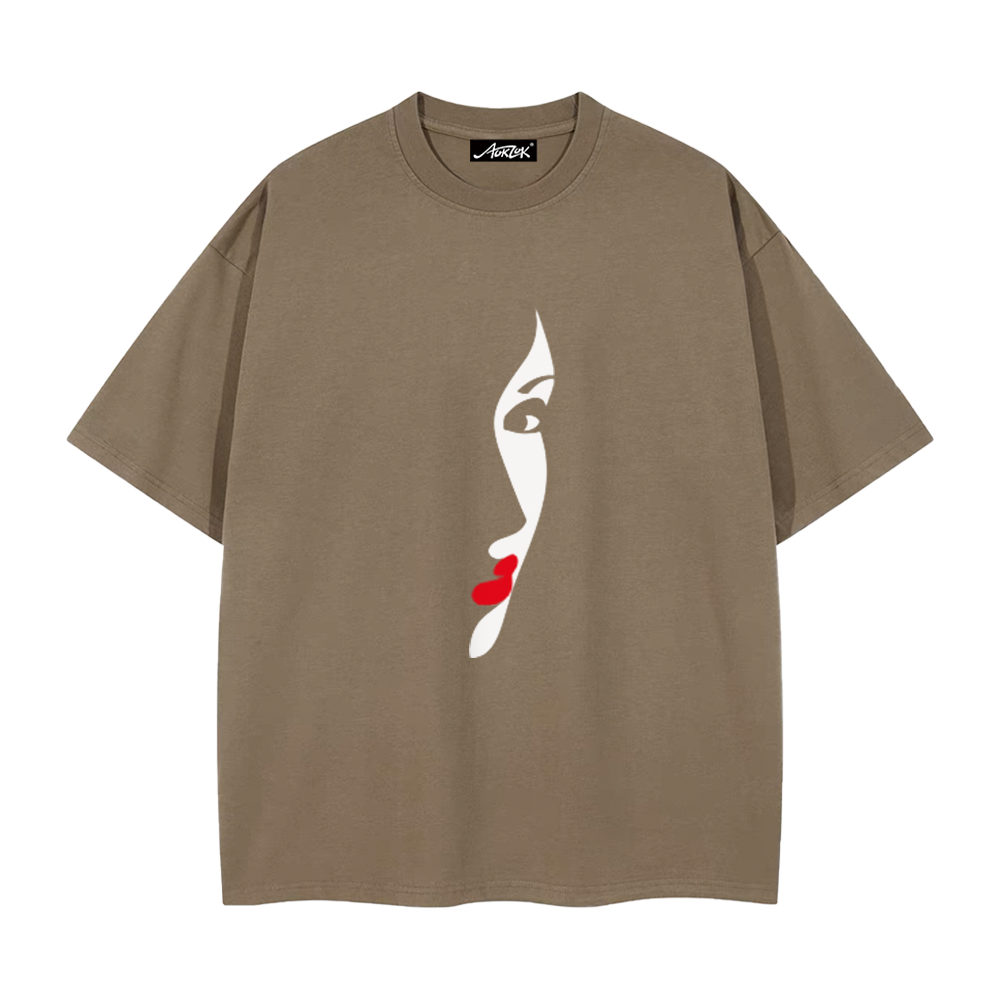 Red Lips Half Face T-Shirt