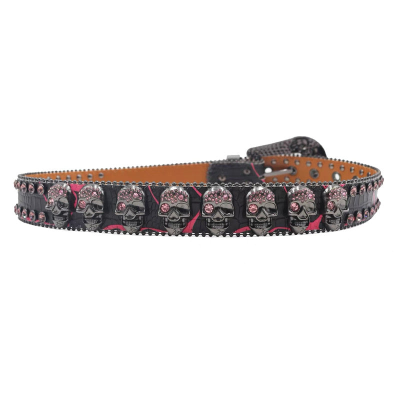 LoopStone Luxury® Ride or Die – Statement Rhinestone Skull Belt