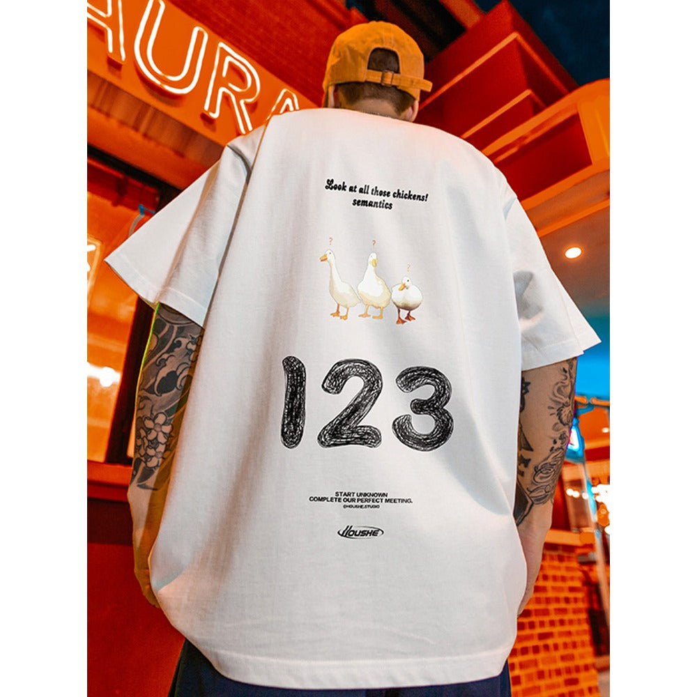 Street Philanthropist High Street Vintage Ins Short Sleeve Male Loose Trend Spoof Duck T-Shirt