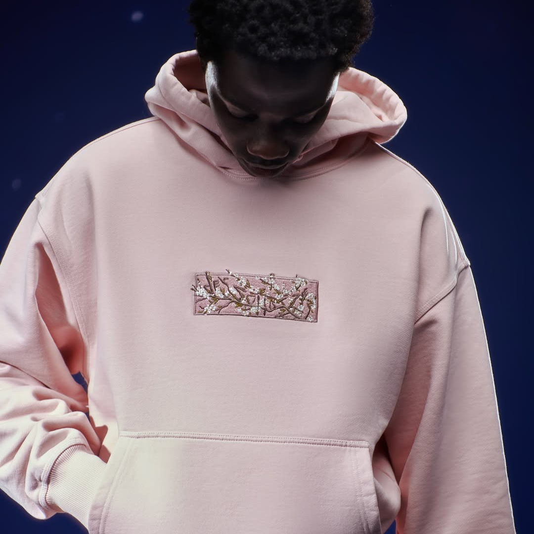 Evokyn Embroidered Cherry Blossom Patch Pink Hoodie