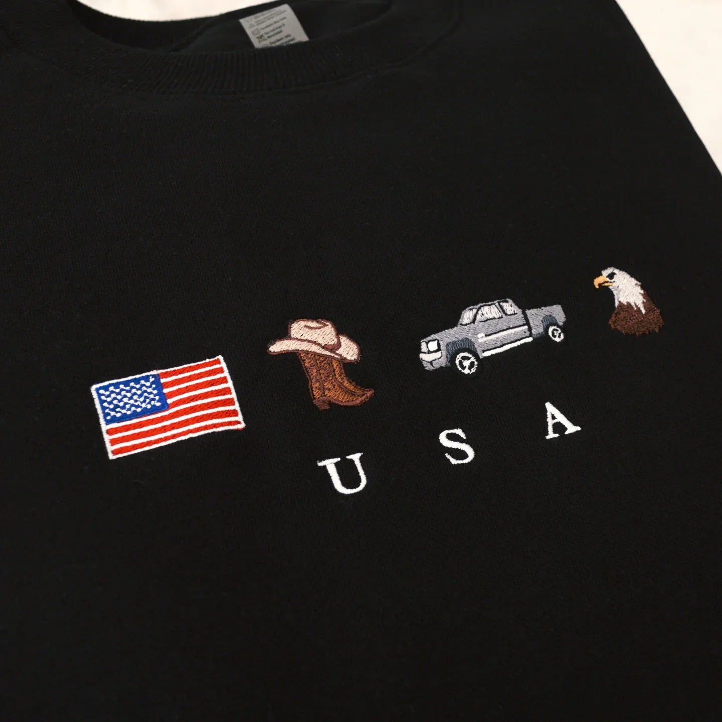Embroidered Sweatshirt with USA Icons