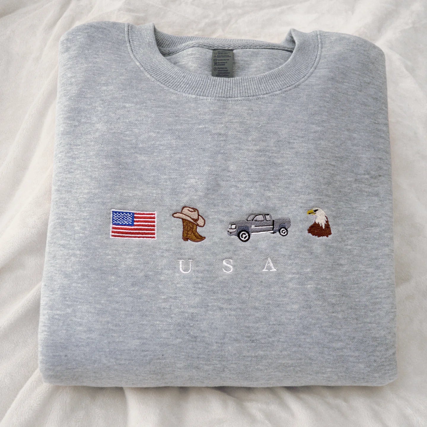 Embroidered Sweatshirt with USA Icons
