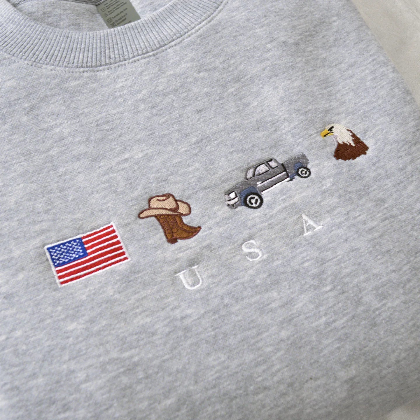 Embroidered Sweatshirt with USA Icons