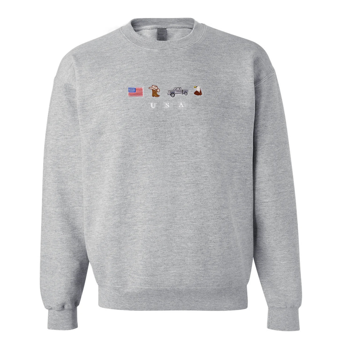 Embroidered Sweatshirt with USA Icons