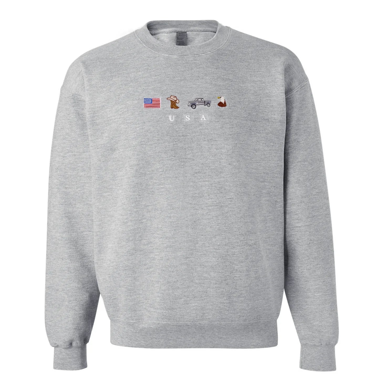 Embroidered Sweatshirt with USA Icons