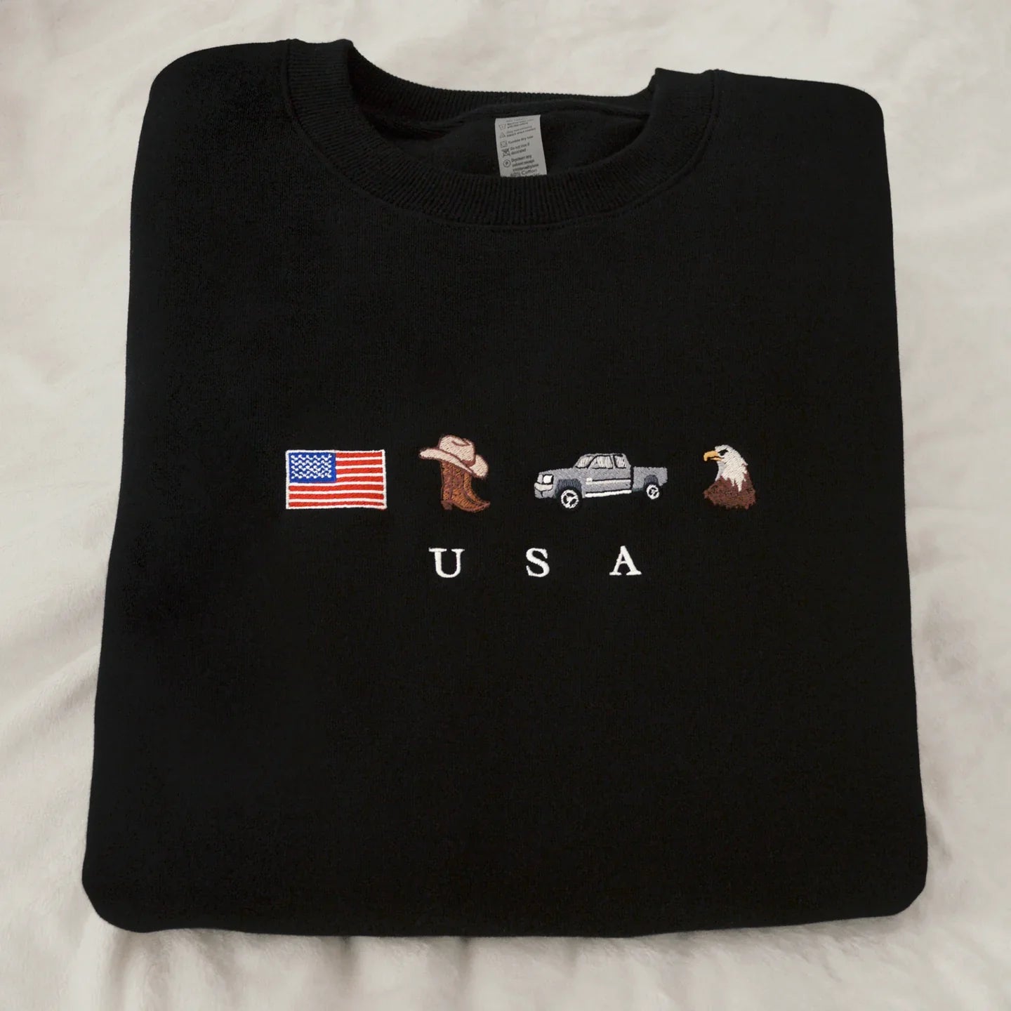 Embroidered Sweatshirt with USA Icons