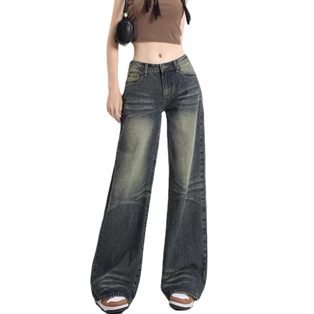Women's Retro Distressed Straight Jeans