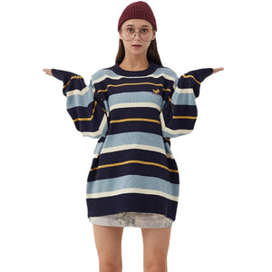 Women's Japanese Versatile Striped Knitted Sweater