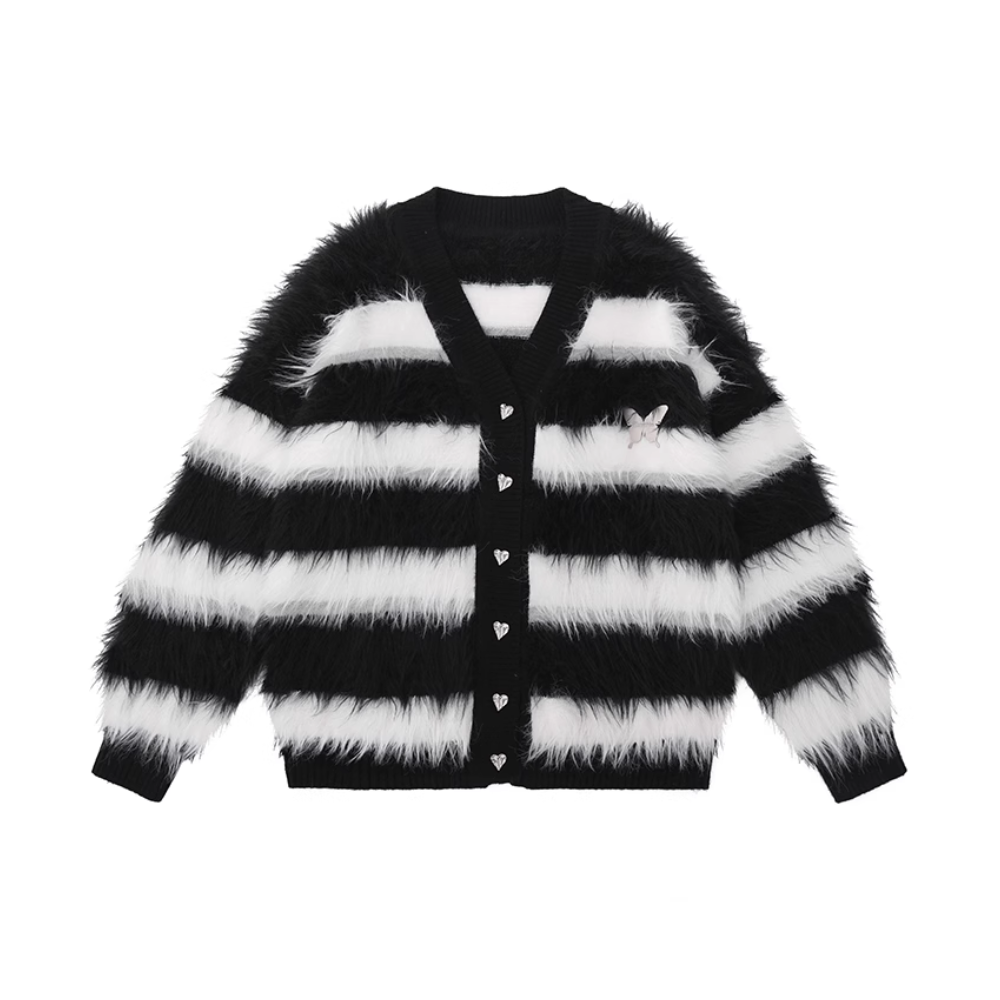 Women's Casual Striped Butterfly Knit Cardigan