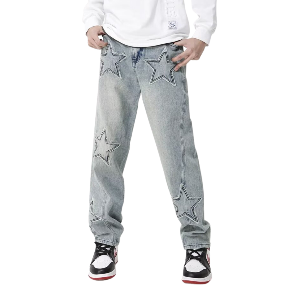 Urban Star Patchwork Straight Leg Jeans