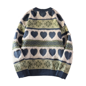 Patchwork Heart Jacquard Sweater