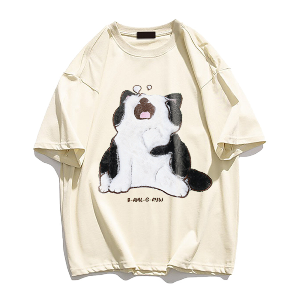 Japanese Cartoon Cat Print T-shirt