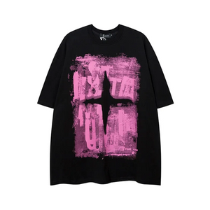 Dark Letter Graffiti Cotton T-Shirt