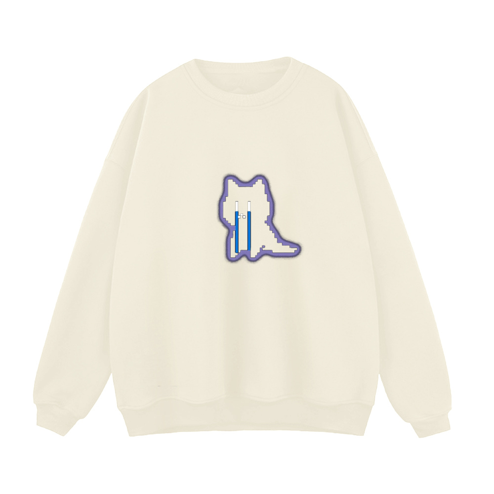 Japanese Sad Cat Print Sweatshirt