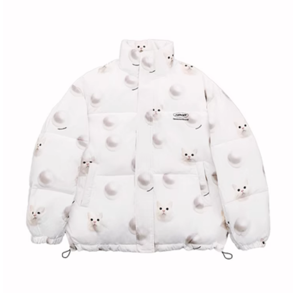 Women's Pearl Kitten Stand Collar Coat