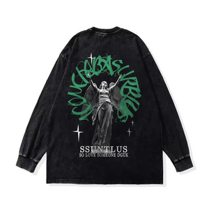 Street Angel Graphic Washed Sweatshirt