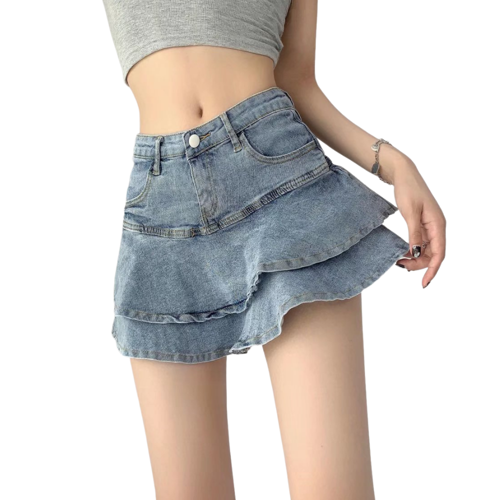 Women's Sexy Ruffled Denim Skirt